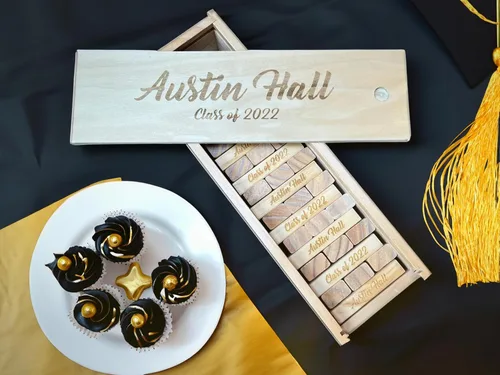 Miniatura 5 de WE Games Alternativa de libro de invitados de boda personalizado, caja de recuerdos de madera, 54 bloques, grabado personalizado