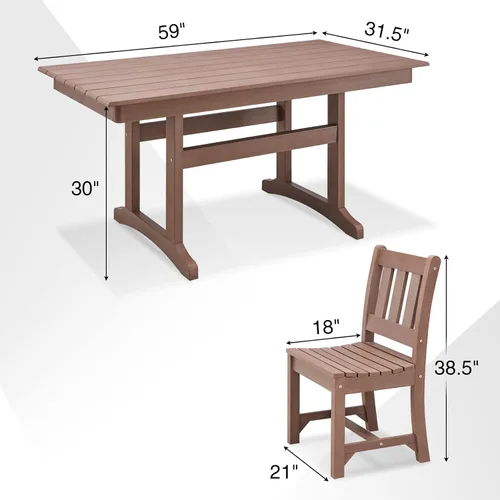 Miniatura 2 de Psilvam Sillas de comedor para patio, silla de patio de madera de polietileno para exteriores, resistente a la intemperie, que nunca se oxida