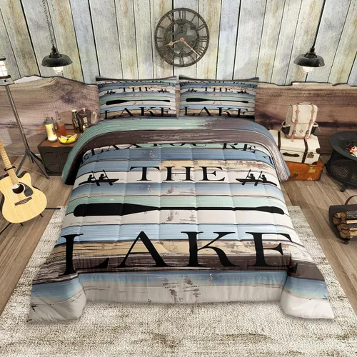 Miniatura 41 de Lake House - Juego de edredón tamaño individual, juego de ropa de cama rústica de granja vieja de 2 piezas para niños, adolescentes y adultos