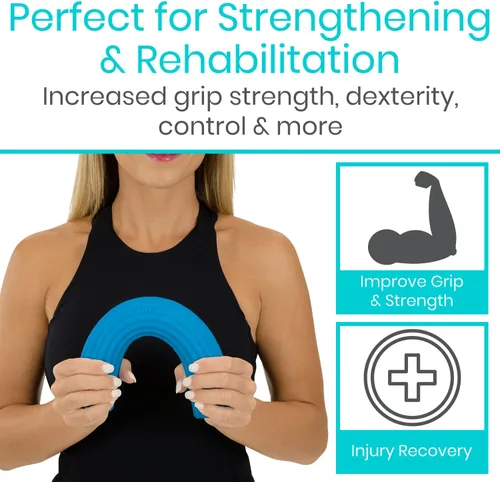Miniatura 5 de Vive Barra de terapia flexible para alivio del codo de tenis (mediana), ayuda a la terapia física, mejora la tendinitis y la fuerza de agarre, azul