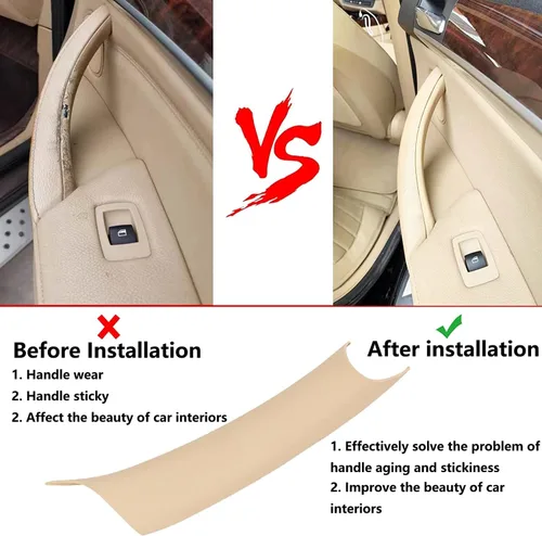 Miniatura 2 de Fundas para Manija de Puerta Compatibles con BMW Serie X5 F15/F85 2014-2018, BMW Serie X6 F16/F86 2015-2018 (3 piezas) (Beige)