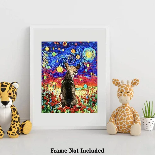 Miniatura 4 de Bestbuddy Pet 11 x 14 sin marco noche estrellada inspirada Chihuahua perro animales amante familia paz amor pintura al óleo impresión arte impresión