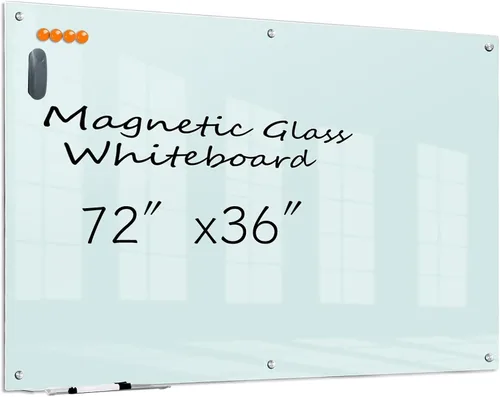 Miniatura 11 de KIZZBY Pizarra de Vidrio Negro de Borrado en Seco - Pizarra Magnética Negra para Pared, 48"x36" Pizarra Blanca Grande Sin Marco para Oficina, Hogar