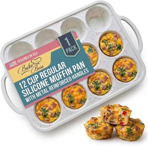Miniatura 12 de BAKE BOSS Molde de Silicona Confetti para Muffins Jumbo de 6 Cavidades–Moldes Antiadherentes para Cupcakes para Hornear, Moldes de Silicona Grandes