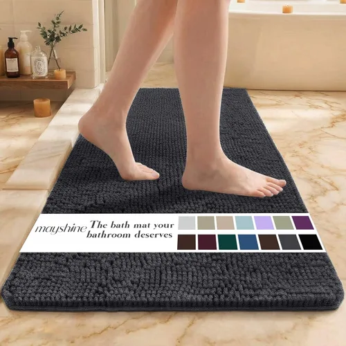 Miniatura 69 de MAYSHINE Alfombra de Baño de Chenilla Afelpada Extra Suave, Súper Absorbente, Alfombra de Baño Antideslizante Microfibra Esponjosa