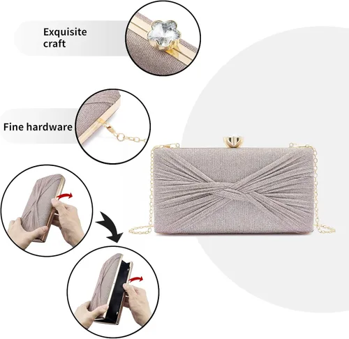 Miniatura 4 de YAPAIOU Bolso de mano de noche brillante para mujer, bolso de mano con purpurina de diamantes de imitación, bolso de boda, bolso de cóctel y fiesta