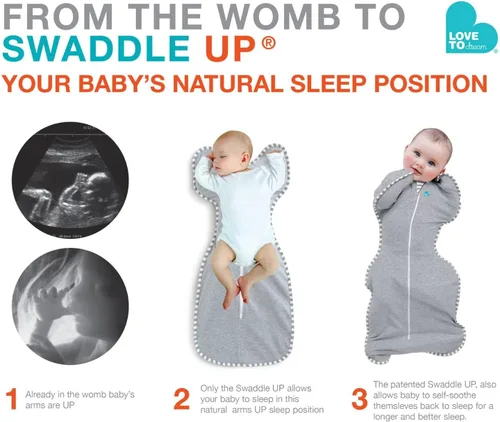 Miniatura 6 de Love to Dream - Saco de dormir Swaddle Up para bebés, manta calmante para recién nacidos, mejora el sueño, ajuste cómodo que ayuda a calmar el Gris