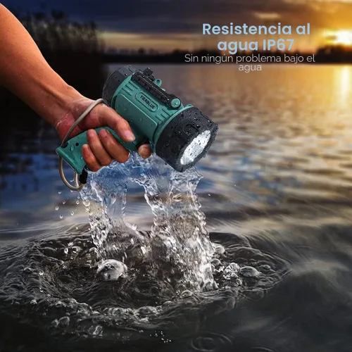 Miniatura 3 de YIERBLUE Reflector recargable con luz súper brillante de 90,000 lúmenes LED, linterna de mano resistente al agua IP67 con filtro de luz roja Verde