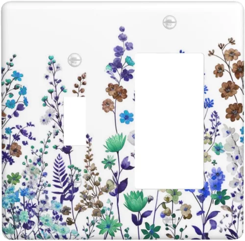 Miniatura 67 de Cubierta de Interruptor de Luz de 1 Gang con Flores Silvestres Bohemias, Hierbas, Floral, Decorativa, Planta Botánica, Naturaleza, Acuarela, Placa
