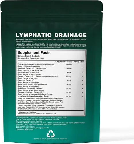 Miniatura 9 de Suplementos de drenaje linfático liposomal 21 en 1, cápsulas blandas, suministro para 100 días, soporte del sistema linfático de 6000 mg para 1