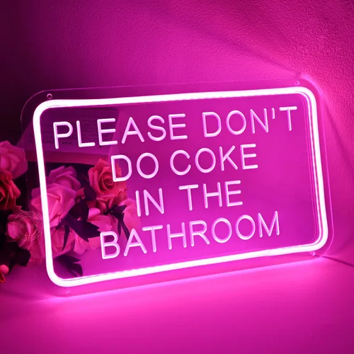 Miniatura 6 de Planzo Letrero de neón LED rosa con texto en inglés «Please Don't Do Coke In The Bath» para el hogar, dormitorio, baño, sala de juegos, bar, tienda