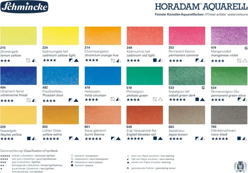 Miniatura 6 de Schmincke - Caja de color HORADAM AQUARELL con 12 mejores acuarelas, 74312097, caja de metal, juego de pintura, 12 x 1/1 sartenes