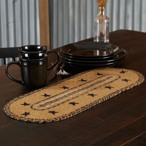 Miniatura 7 de VHC Brands Kettle Grove - Camino de mesa ovalado con textura de yute primitivo, color bronceado, a rayas, 8 x 24 pulgadas