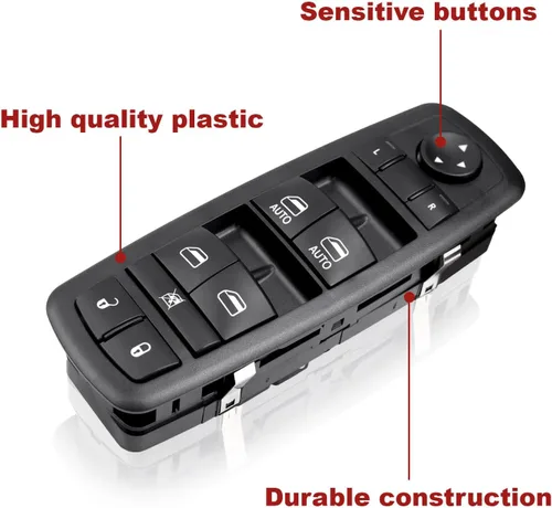 Miniatura 5 de Interruptor de ventana eléctrica compatible con Jeep Cherokee 2015-2022, Chrysler 200 2015-2017, Chrysler 300 2011-2020, Dodge Charger 2011-2019