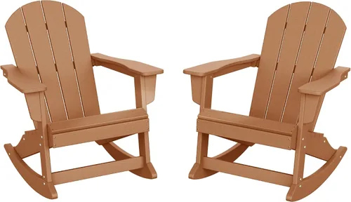 Miniatura 27 de HDPE Laguna Silla mecedora Adirondack de polietileno para exteriores (juego de 2), color negro