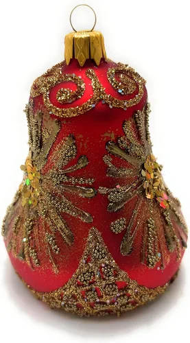 Miniatura 6 de Adorno de campana de Navidad de vidrio soplado de 4 pulgadas (estrella de fuego)
