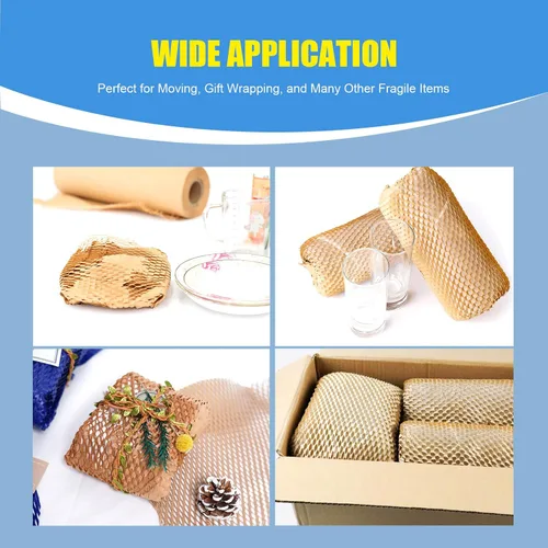 Miniatura 7 de Rollo de papel de embalaje de panal de abeja de 12 pulgadas x 295 pies con calcomanías frágiles, envoltura acolchada biodegradable para mudanza