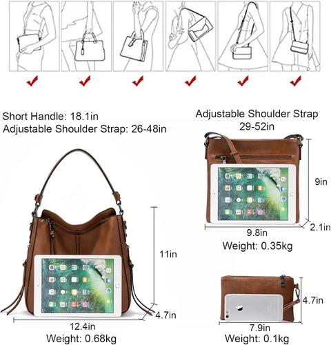 Miniatura 5 de Realer Bolsos de mano Hobo, bolsos para mujer, bolsos de cuero y bolsos de mano, bolsillos, bolsos cruzados grandes