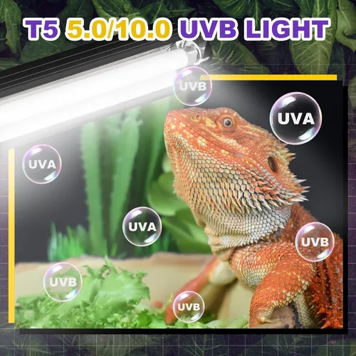 Miniatura 2 de Kit combinado de iluminación T5 HO UVB, lámpara de reptil de 8 W con bombillas fluorescentes, luz UVB Desert 10.0 para reptiles y anfibios, luz