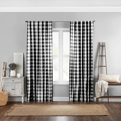Miniatura 13 de Elrene Home Fashions Farmhouse Living Buffalo-Check Juego de cortinas de dos niveles para baño o cocina, 30" x 24" (Juego de 2 niveles), Gris/Blanco