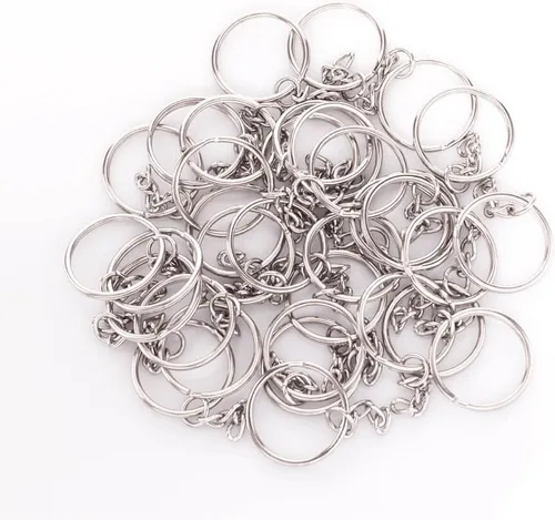 Miniatura 4 de Paxcoo 100 llaveros con cadena y 100 pines de ojo de tornillo a granel para manualidades Plata