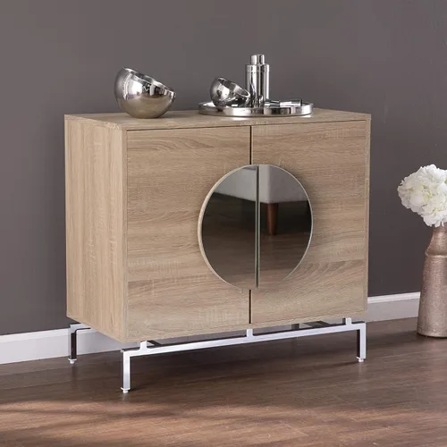 Miniatura 2 de SEI Furniture - Armario de bar Northdom con almacenamiento de vino - Diseño de transición, hierro natural y madera - Ideal para sala de estar, bar