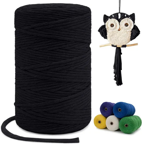 Miniatura 94 de Cuerda de macramé de una sola hebra de 0.197 in x 110 yardas, cuerda de macramé de algodón natural de 0.197 in, cuerda de algodón grueso para colgar