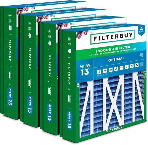 Miniatura 15 de Filterbuy Filtro de aire 10x17x2 MERV 13 Defensa Óptima contra Humo y Alergias (Paquete de 4), Filtros Exteriores Plisados Electrostáticos