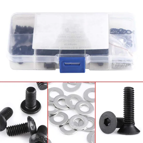 Miniatura 7 de Tornillo de cabeza plana, 180 tornillos de cabeza de botón plano M3 hexagonal y arandelas M3/M4 Kit surtido de tornillos de tuerca hexagonal
