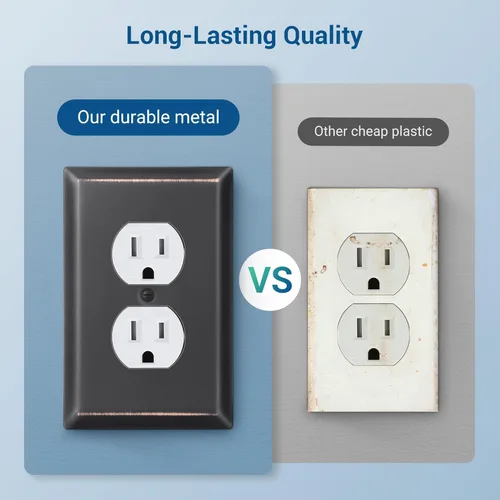 Miniatura 3 de DEWENWILS Placa de pared de salida dúplex, placas de pared de metal para toma de corriente, cubierta de interruptor de bronce envejecido, paquete