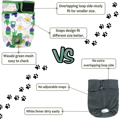 Miniatura 146 de Pañales lavables para perros, para hembras caninas, reutilizables, para periodo de celo, altamente absorbentes, para incontinencia, con broches