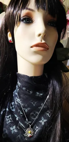Miniatura 7 de Hermoso collar y aretes con colgante de mariquita en tono plateado, cadena de 19 pulgadas, joyería de moda en caja de regalo, Diamante de imitación