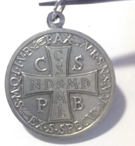 Miniatura 3 de I G J Medalla de San Benito Tamaño BIg 1.260in Hecho en alto relieve, Latón