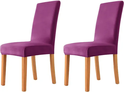 Miniatura 56 de Velvet Chair Covers Beige Gray, Stretch Dining Room Chair Covers 2 Pack, Super Fit Dining Chairs Slipcovers Spandex Washable Kitchen Parson Chair