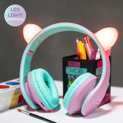 Miniatura 2 de PowerLocus - Auriculares sobre la oreja para niños, auriculares Bluetooth inalámbricos para niños, con micrófono, volumen limitado seguro de 85 dB