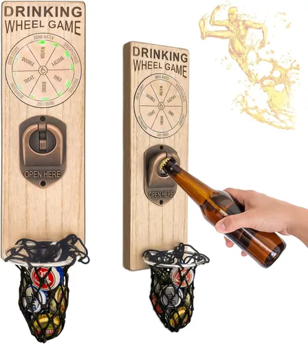 Miniatura 9 de Abrebotellas de cerveza montado en la pared con receptor de tapa magnética, abrebotellas magnético de madera para refrigerador, regalos de cerveza
