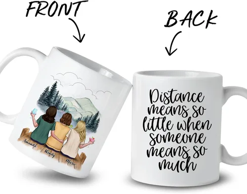 Miniatura 2 de Gossby Taza de Café Personalizada de Amistad - Regalo Personalizado de Larga Distancia para Mujeres Mejores Amigas con Diseño, Nombre - Navidad, 3