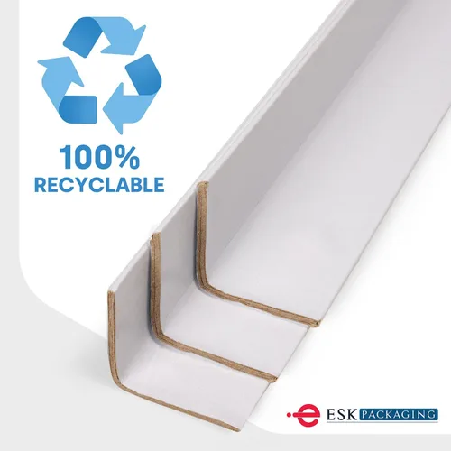 Miniatura 5 de Protectores de borde de cartón para envío - 2"A x 2"P x 48"L, servicio ligero .120 ga, protectores de esquina de palé, tableros en ángulo, blanco