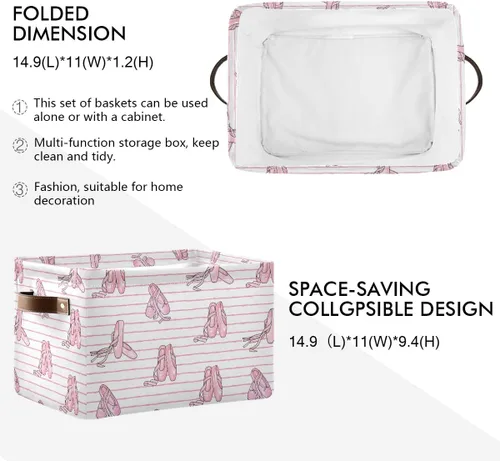Miniatura 2 de Cesta Contenedor de Almacenamiento para Zapatos de Ballet, Caja de Almacenamiento Cúbica Grande de Lona Plegable Organizadora para Armario