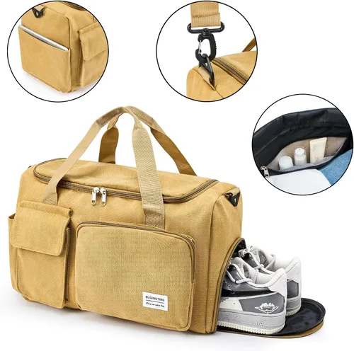 Miniatura 225 de Pequeña bolsa de gimnasio para mujer, bolsa de viaje con compartimento para zapatos
