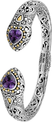 Miniatura 7 de DEVATA Pulsera de plata de ley 925 y oro de 18 quilates con piedras preciosas de filigrana Bali
