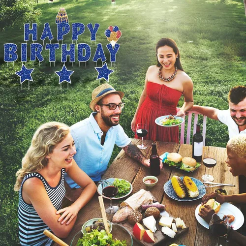Miniatura 4 de Jetec 18 Piezas de Carteles de Cumpleaños para Patio con Estacas, Carteles de Cumpleaños al Aire Libre de 16 Pulgadas, Decoraciones de Cumpleaños