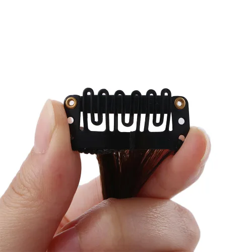 Miniatura 6 de Vctitil Flequillo de pelo falso para mujer, fleco lateral natural, fleco lateral largo, ondulado, rizado, clip en fleco lateral frontal (negro)