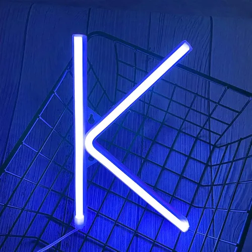 Miniatura 2 de ENUOLI Letreros de neón LED en azul con letras de neón para decoración de pared, luz nocturna, funciona con pilas o USB, letras de neón LED