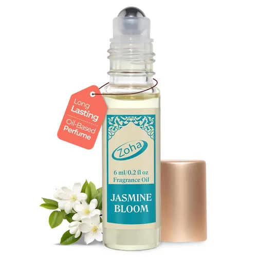 Zoha Jasmine Bloom - Perfume de jazmín para mujeres y hombres, aceite de perfume sin alcohol en roll-on, perfume natural limpio de tamaño de viaje,