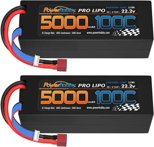 Miniatura 2 de Powerhobby 6s 22.2v 5000mah 100c Lipo Battery Deans Estuche rígido de 6 celdas (paquete de 2) Compatible con: 1/8 Buggy Truggy