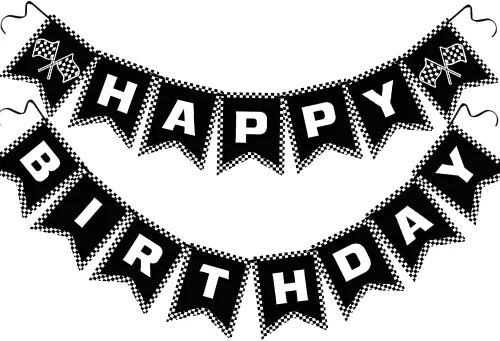 Letjolt Cartel de feliz cumpleaños de carreras para niños, carteles de cumpleaños para niños, decoración de fiesta temática de carreras, suministros