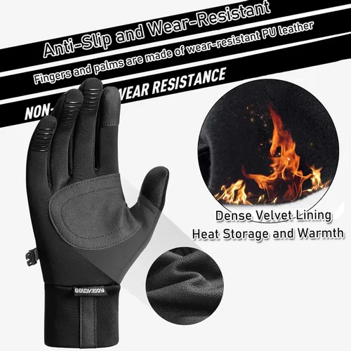 Miniatura 4 de Pigdun Guantes de invierno para hombres y mujeres, guantes térmicos aptos para pantallas táctiles con palma de silicona antideslizante
