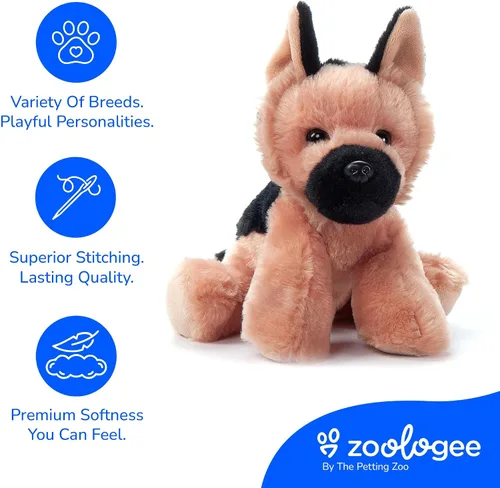 Miniatura 4 de The Petting Zoo Peluche de perro de pastor alemán, regalos para niños, juguete de peluche de perro de 9 pulgadas