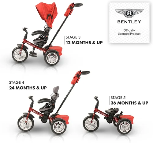 Miniatura 4 de Bentley Trike - Bicicleta todoterreno para niños pequeños 6 en 1, con licencia oficial y diseñada por Bentley Motors UK; el triciclo de bebé a niño